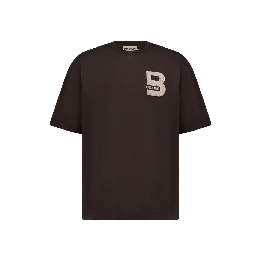 Brown Patchwork Cotton T-Shirt