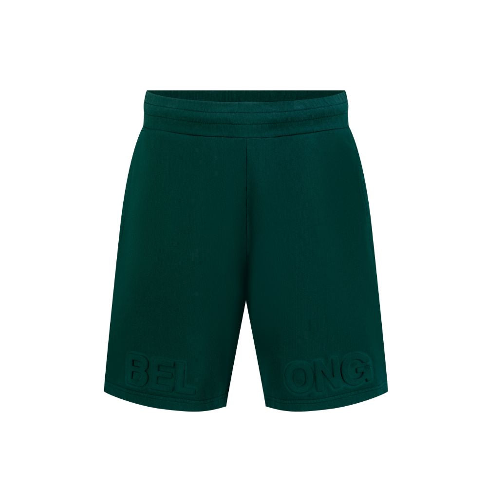 Green Embossed Cotton Shorts